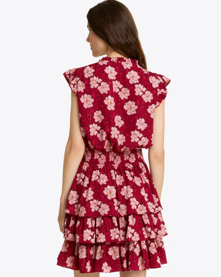 Alana Tiered Dress in Lurex Crepe
