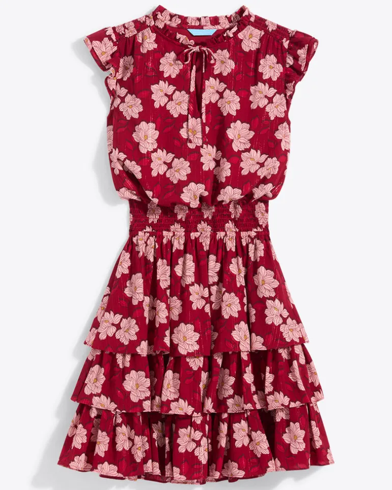 Alana Tiered Dress in Lurex Crepe