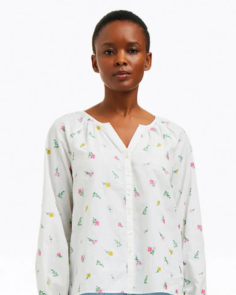 Alexandra Top in Embroidered Poplin