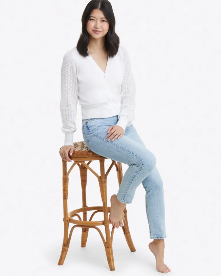 Button Front Cardigan in White
