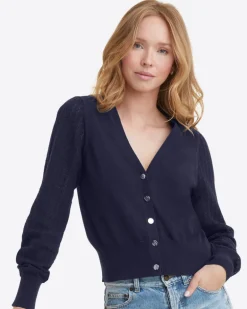 Button Front Cardigan in Navy