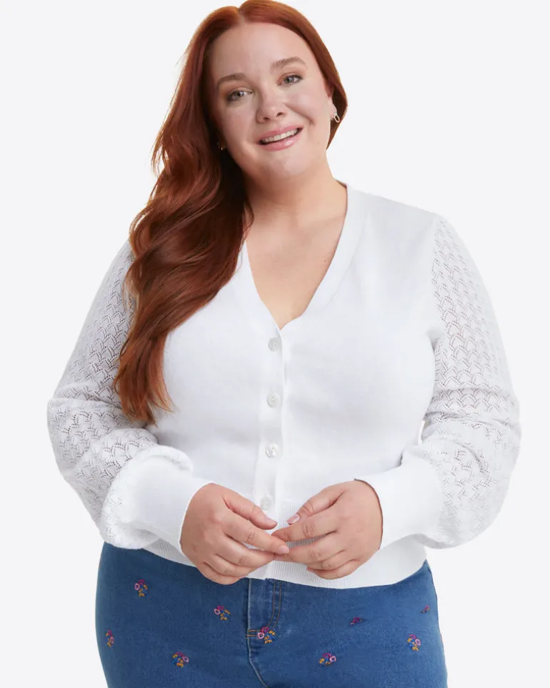 Button Front Cardigan in White