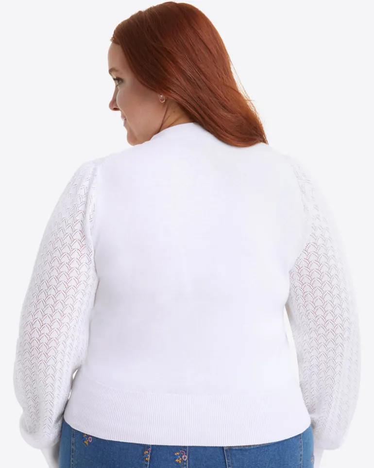 Button Front Cardigan in White