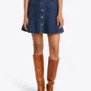 Button Front Denim Skirt