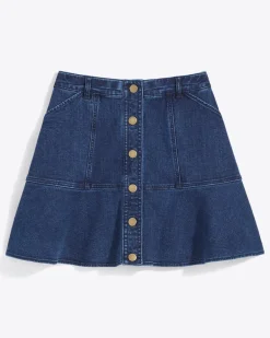 Button Front Denim Skirt