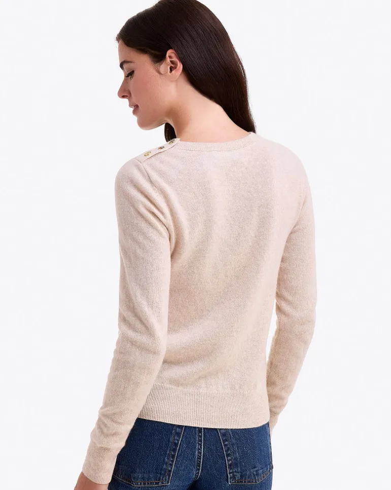 Button Shoulder Cashmere Sweater
