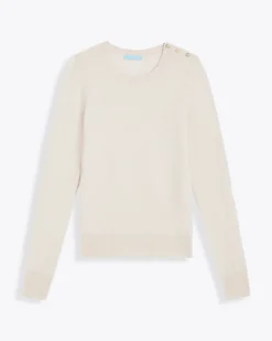 Button Shoulder Cashmere Sweater