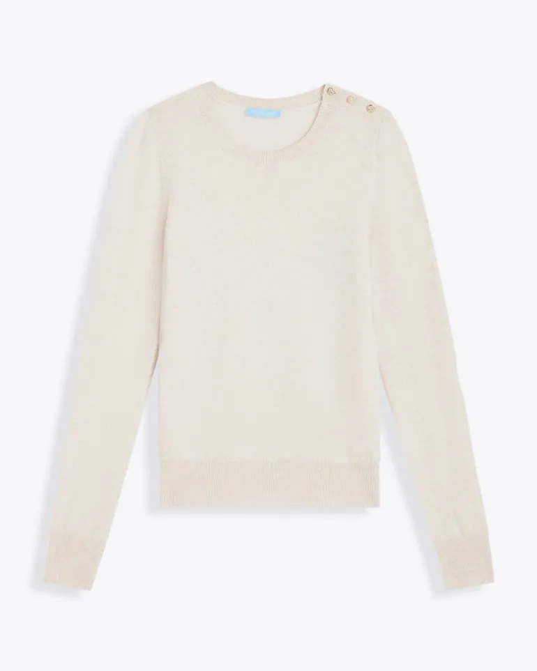 Button Shoulder Cashmere Sweater