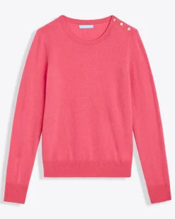 Button Shoulder Cashmere Sweater