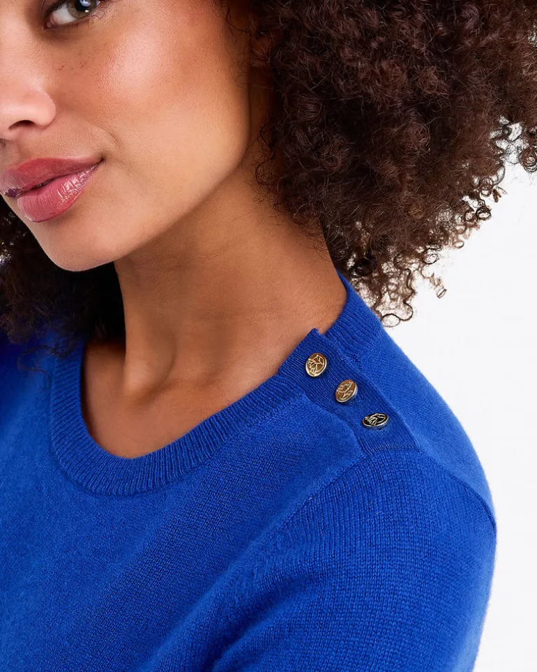 Button Shoulder Cashmere Sweater