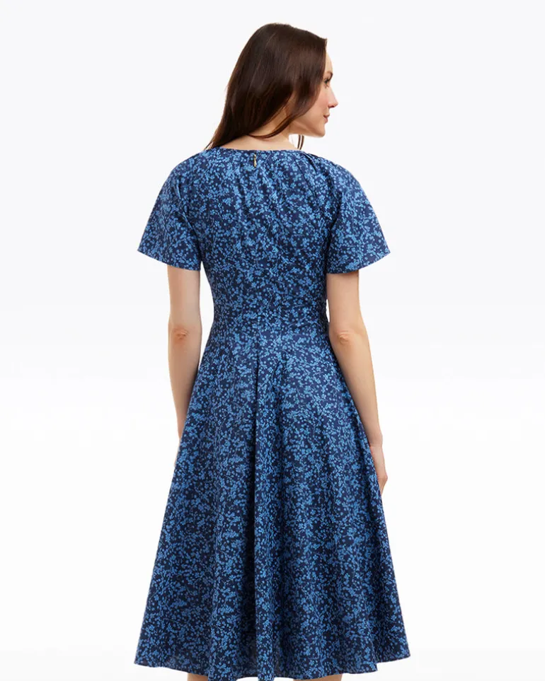 Caitlyn Square Neck Midi Dress in Ribbon Floral