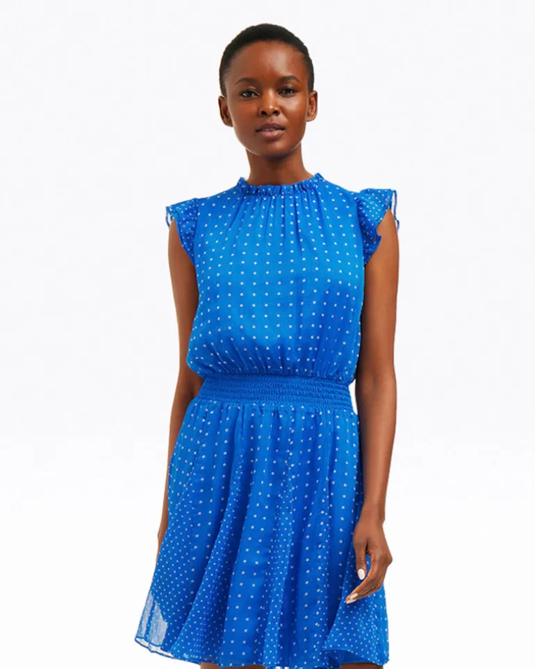 Camellia Mini Dress in Blue Dots