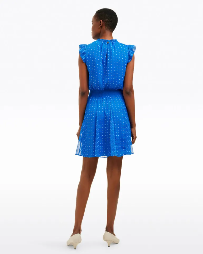 Camellia Mini Dress in Blue Dots