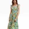 Carrie Midi Dress in Lemon Blossom