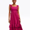 Carrie Midi Dress in Raspberry Pink