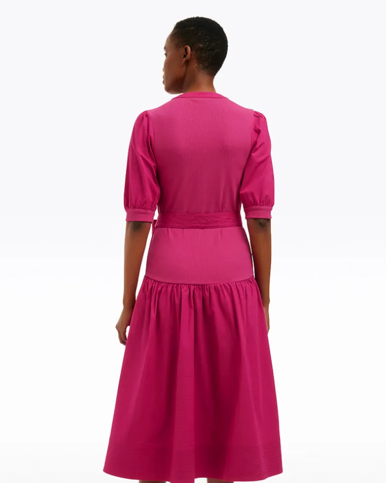 Celeste Mixed Media Dress in Raspberry Pink