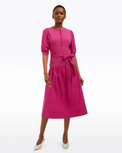 Celeste Mixed Media Dress in Raspberry Pink