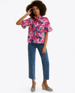 Christina Ruffle Top in Shadow Stripe