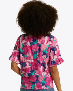 Christina Ruffle Top in Shadow Stripe
