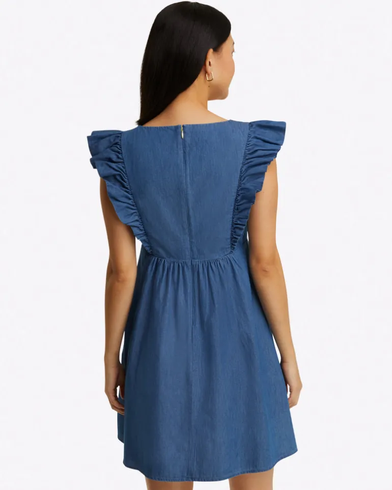 Ciara Babydoll Dress in Chambray