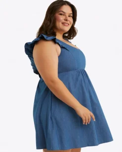 Ciara Babydoll Dress in Chambray