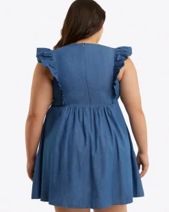Ciara Babydoll Dress in Chambray