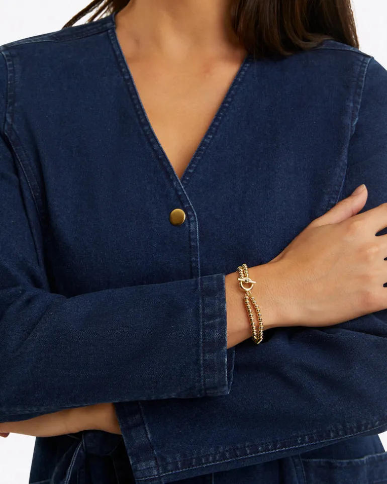 Colbie Snap Front Dress in Denim