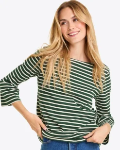 Corey Bell Sleeve Top in Green Mariner Stripe