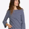 Corey Bell Sleeve Top in Navy Mariner Stripe