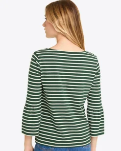 Corey Bell Sleeve Top in Green Mariner Stripe