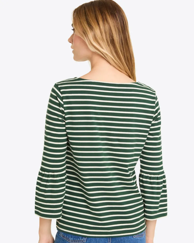 Corey Bell Sleeve Top in Green Mariner Stripe
