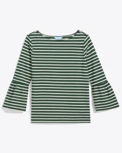 Corey Bell Sleeve Top in Green Mariner Stripe