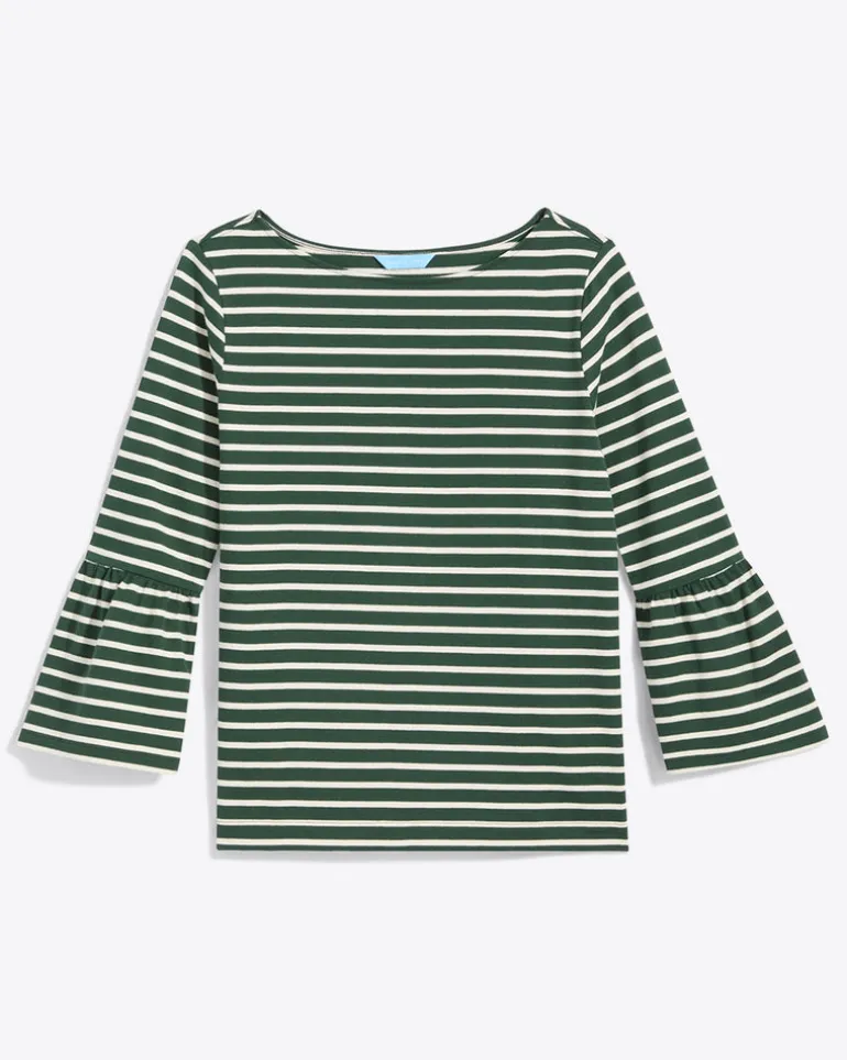 Corey Bell Sleeve Top in Green Mariner Stripe