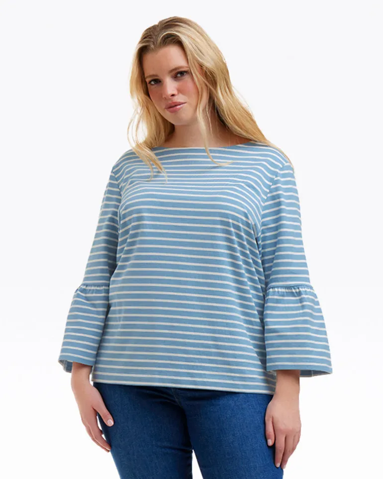 Corey Bell Sleeve Top in Blue Mariner Stripe