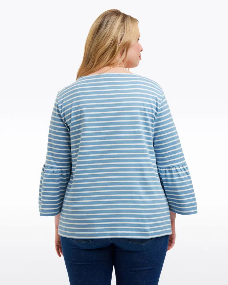 Corey Bell Sleeve Top in Blue Mariner Stripe