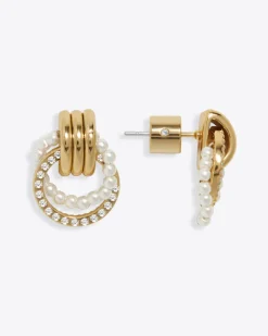 Crystal And Pearl Doorknocker Earrings