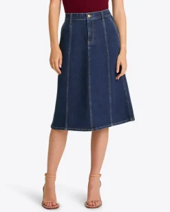 Denim Seamed Skirt