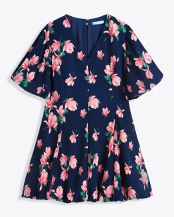 Elaine V-Neck Mini Dress in Magnolia Buds