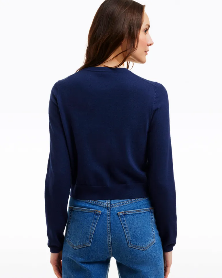 Embroidered Crewneck Cardigan