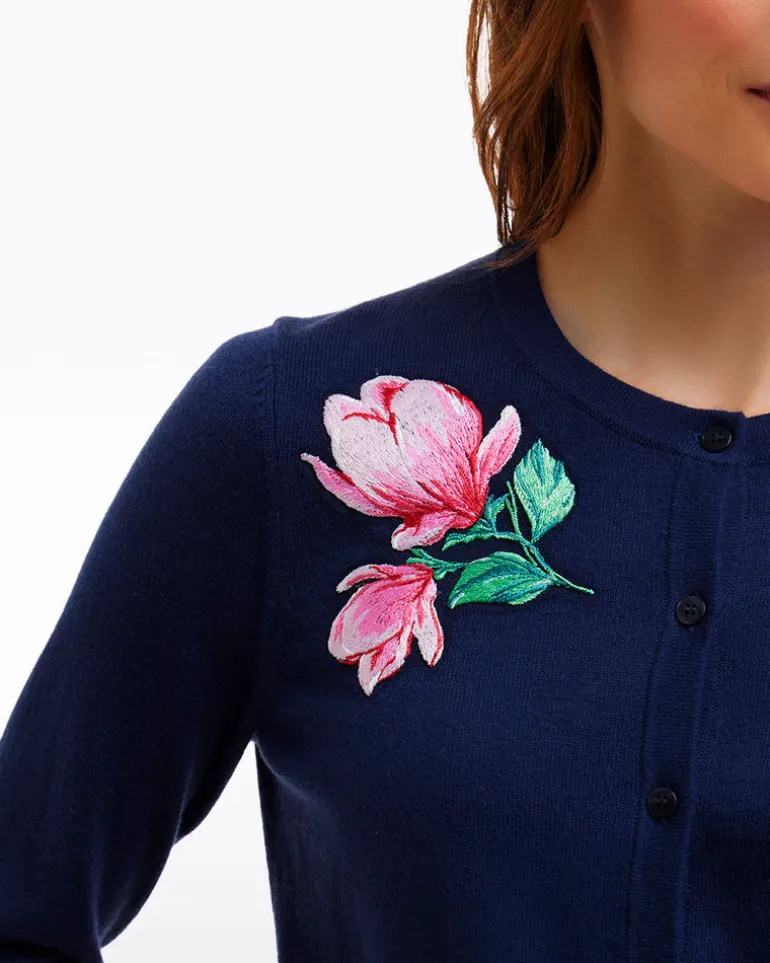 Embroidered Crewneck Cardigan