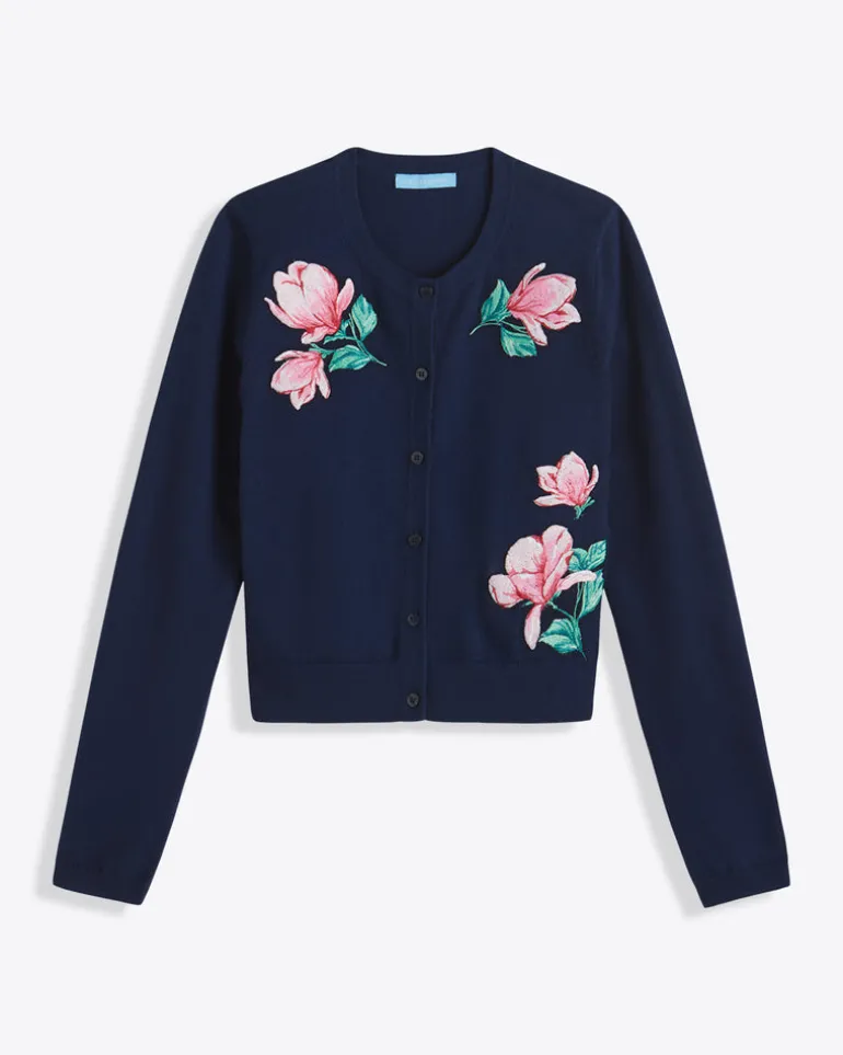 Embroidered Crewneck Cardigan