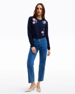 Embroidered Crewneck Cardigan