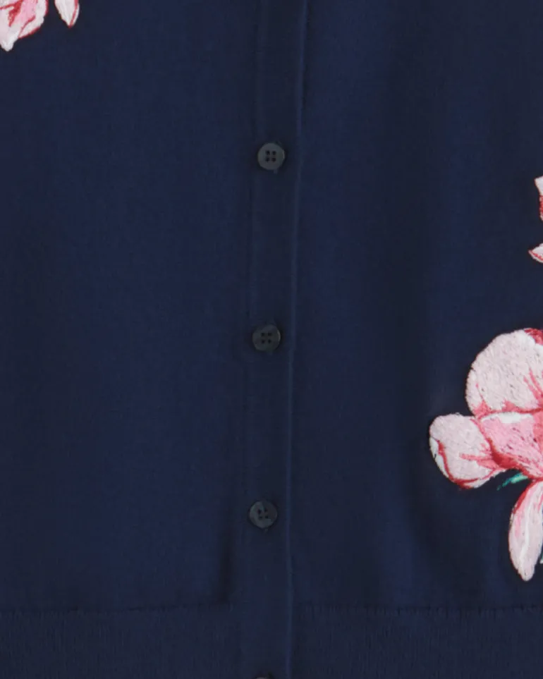 Embroidered Crewneck Cardigan