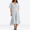 Erin Short Sleeve Dress in Textured Stripe