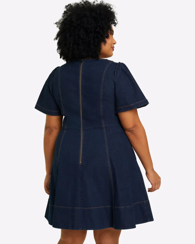 Faith Love Circle Mini Dress in Dark Wash