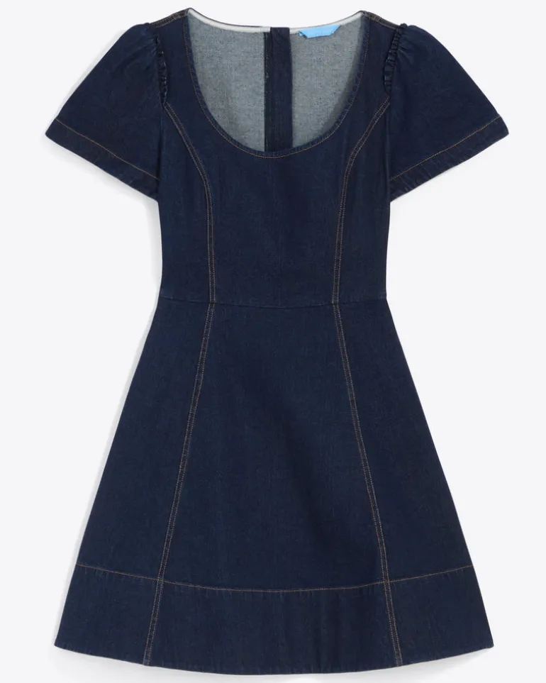 Faith Love Circle Mini Dress in Dark Wash