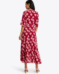 Fiona Wrap Midi Dress in Lurex Crepe