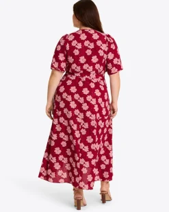 Fiona Wrap Midi Dress in Lurex Crepe