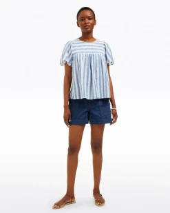 Flutter Sleeve Top in Wave Stripe