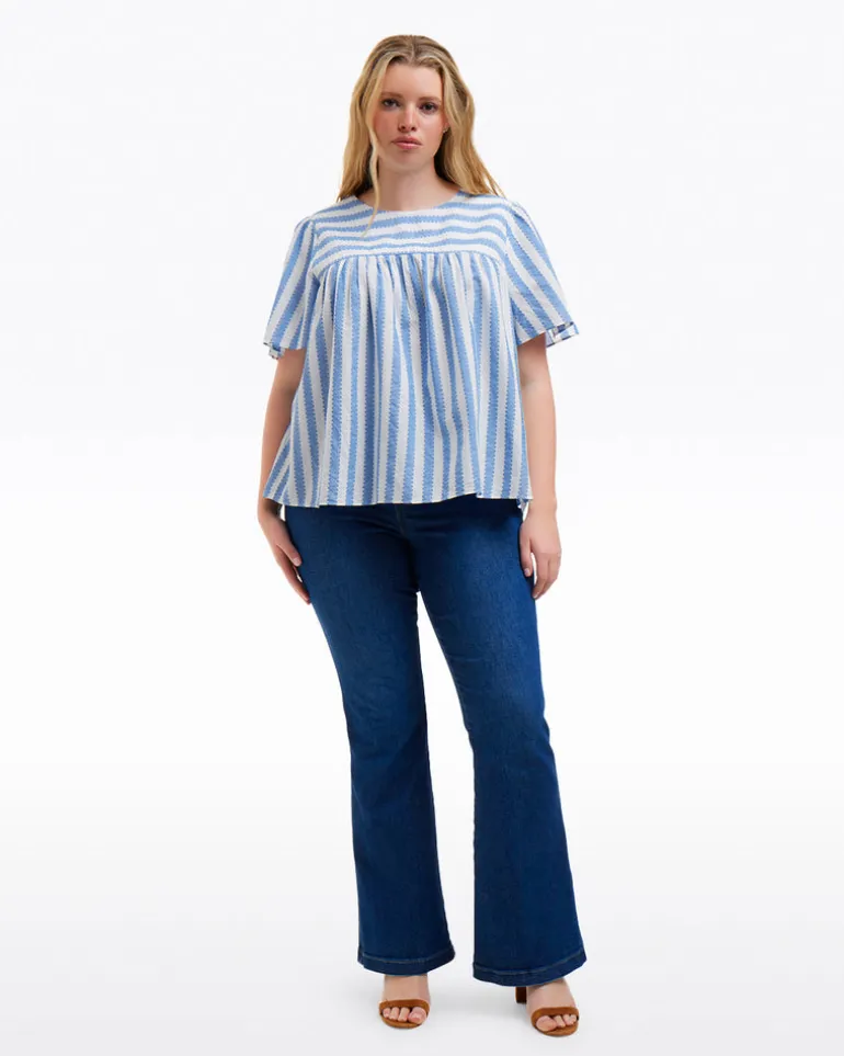Flutter Sleeve Top in Wave Stripe